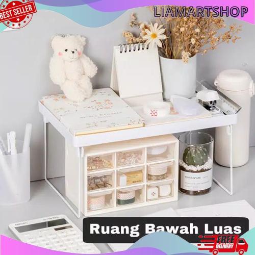 Rak penyimpanan storage meja lemari lipat rak susun besi multifungsi Diskon