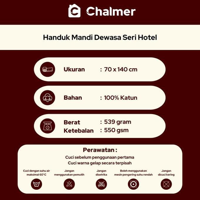 Handuk Mandi Hotel Chalmer 70 x 140 cm Handuk Hotel Premium Tebal