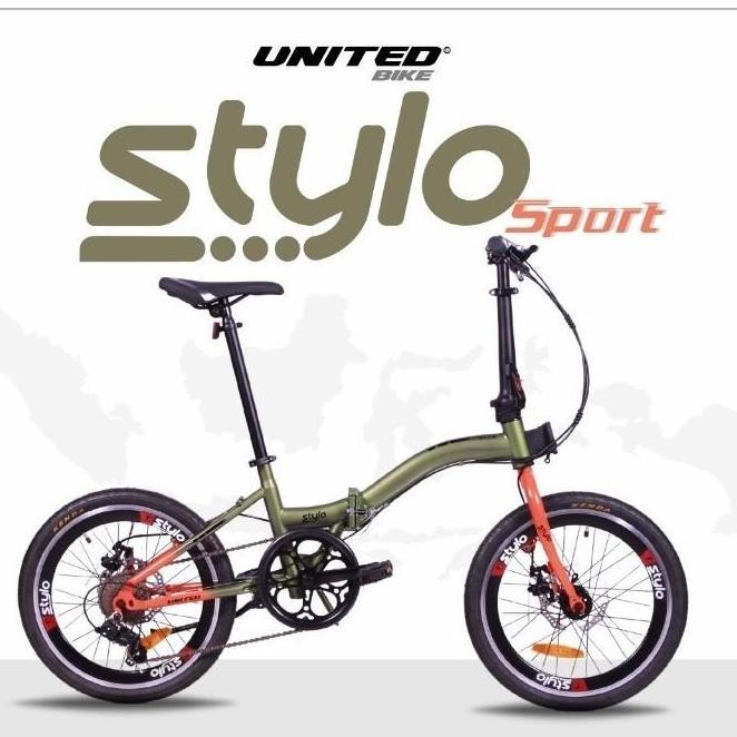 Terlaris Sepeda Lipat United 16 20 Inch Stylo 6 Speed Shimano Cakram Velg Alloy Dewasa Dan Anak Rema