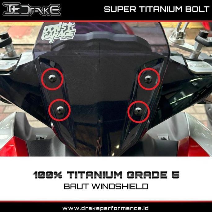Drake Titanium Baut Windshield Aerox Alpha Grade 5 Asli