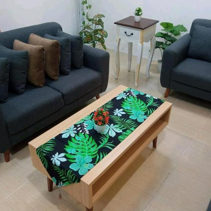 Dkrs- Taplak Meja Tamu Lebar 35 Panjang 150 Dekorasi Taplak Meja Katun Modern Casual Brown Tableclot