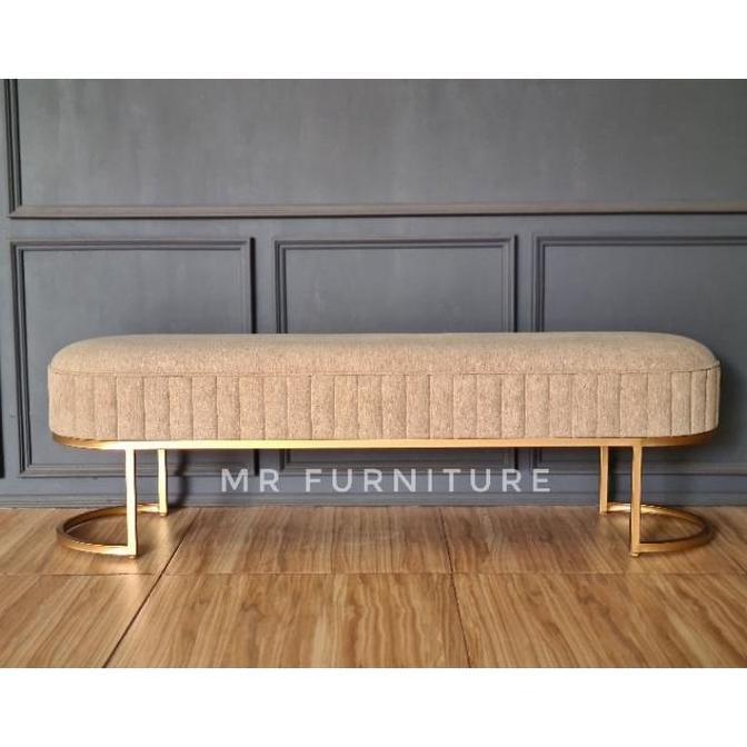 Stripes bench sofa kaki besi