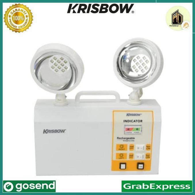 Krisbow Lampu Darurat Twin Spot Led / emergency lamp 2 apot krisbow Promo