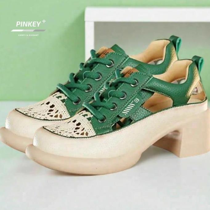 NEW - PINKEY P290 sepatu pantofel wanita hak tinggi 5cm shoes hijau wanita Heels High Pesta
