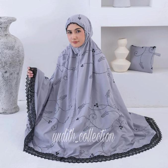 Syukron- Yudith - Mukena Dewasa Premium Bordir Elmira Free Tas Katun Lembut Mewah