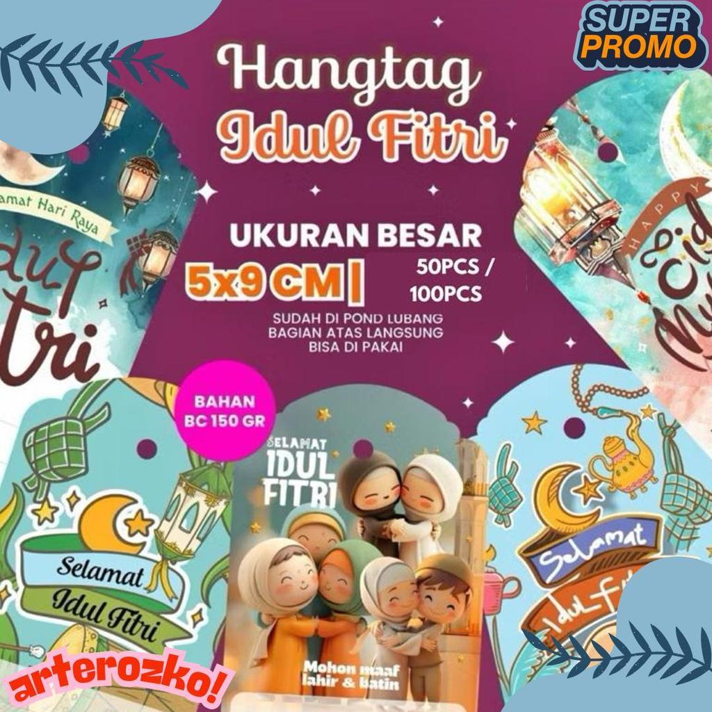 Cod 50Pcs/100Pcs Hang Tag Idul Fitri Lebaran 2025 Aesthetic Kartu Ucapanc Rs00
