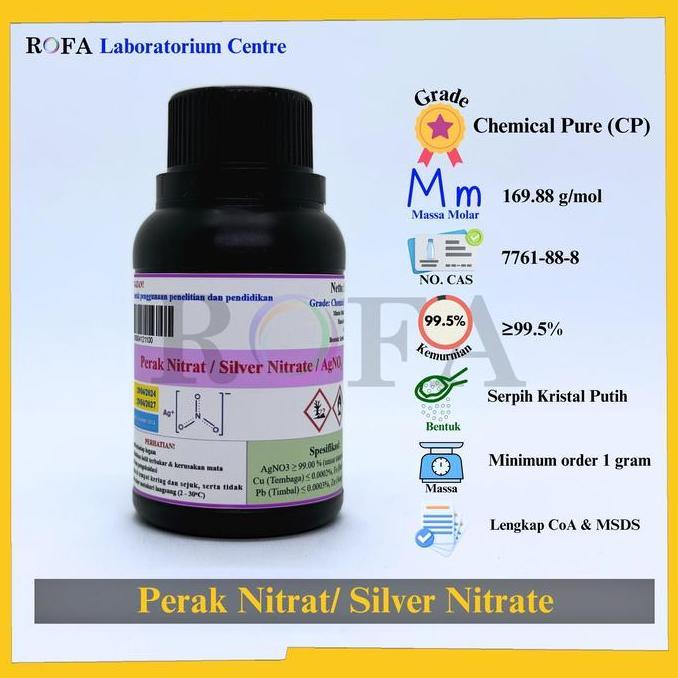 Plnt- Perak Nitrat / Silver Nitrate / Argentous Nitrate / Agno3 99.5% Cp Eceran 1 Gram