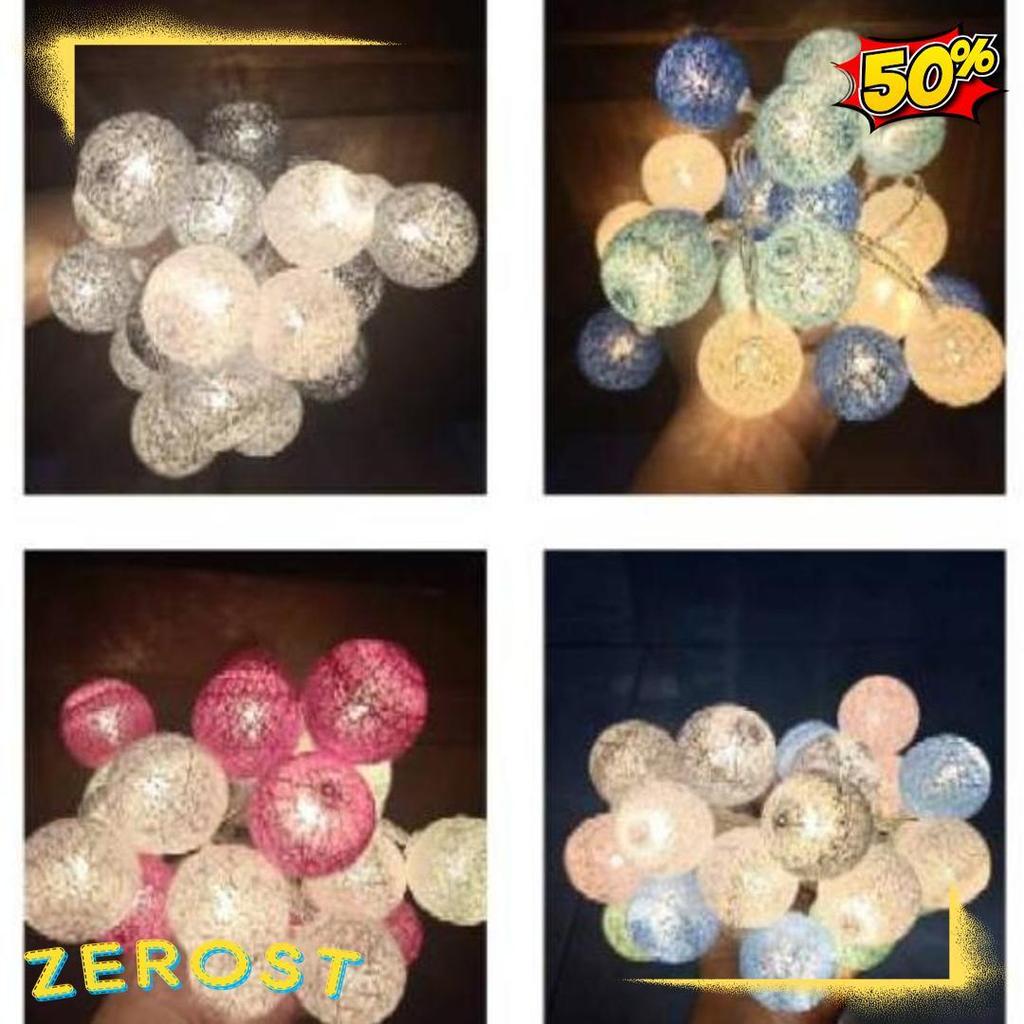 50% Off [6Cm] Jumbo Cotton Ball Led / Lampu Bola Benang Light Kamar Lampu Tidur 3M Rs00