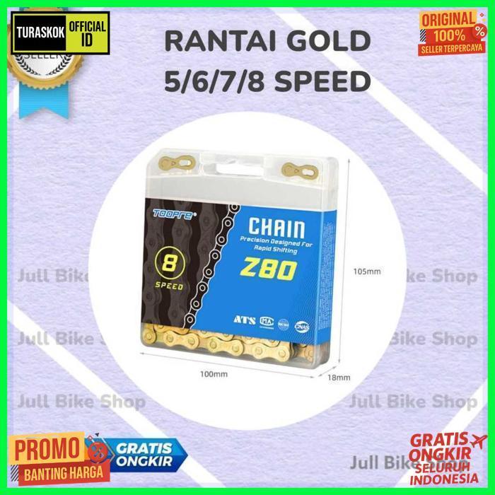 Sale Rantai Toopre 5 6 7 8 Speed Emas Gold Sepeda Lipat Mtb Dll 116 Link Altus Universal Best Qualit