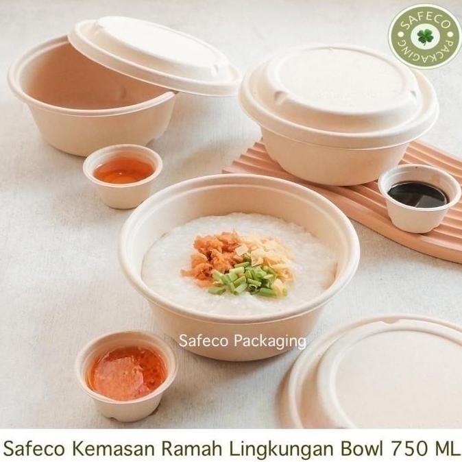 Good- Bagasse Safeco Bowl 750 ML Brown Kraft Paper Bowl Mangkok Kertas Kraft