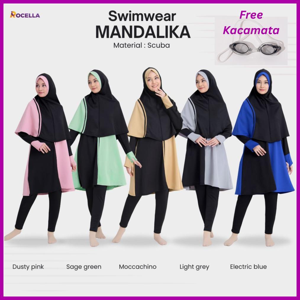PREMIUM [GRATIS KACAMATA RENANG] ROCELLA SWIMWEAR MANDALIKA - SWIMWEAR MUSLIMAH - BAJU RENANG MUSLIM