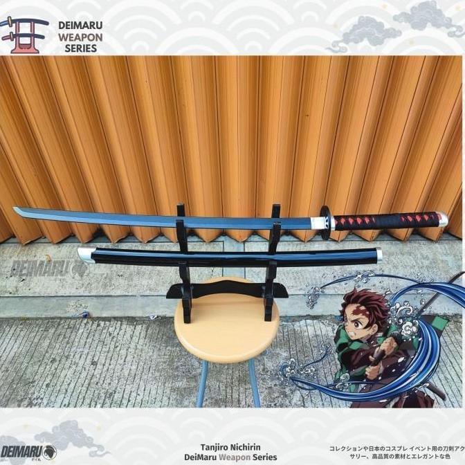 NEW - Mainan Pedang Tanjiro Berbahan Kayu Cosplay Pajangan