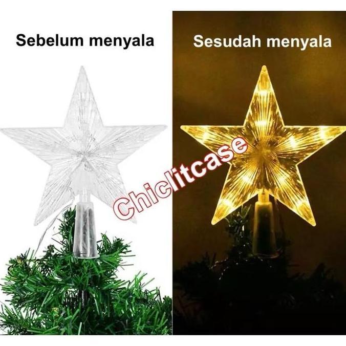 Hiasan ujung pohon natal/bintang pohon natal/bintang LED natal