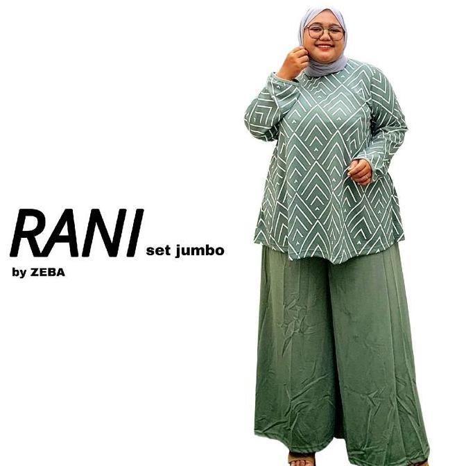 Zeba | Rani Setelan Atasan Celana Kulot Palazo Jumbo BB 70 - 160 kg Bahan Kaos Knit Tebal Adem Melar