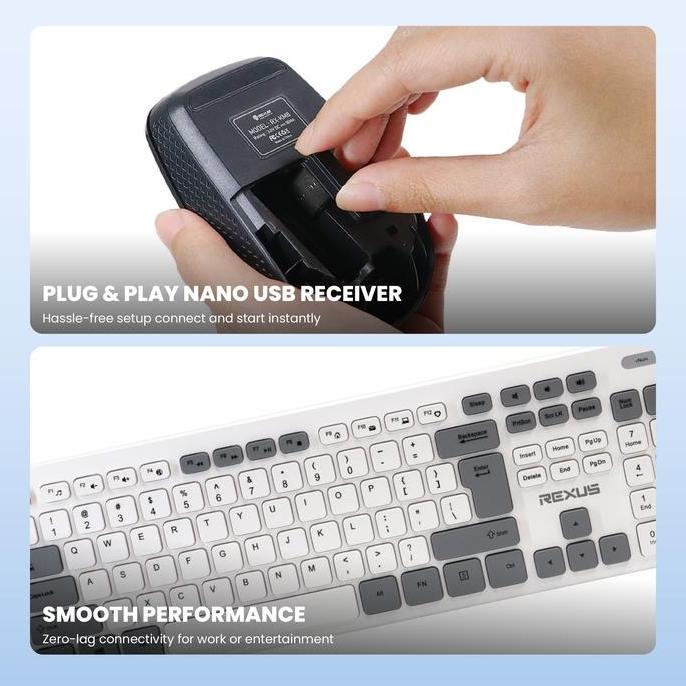 Rexus Km8 : Combo Keyboard + Mouse Wireless, Baterai Tahan Lama, Pasangan Ideal Untuk Komputer Anda