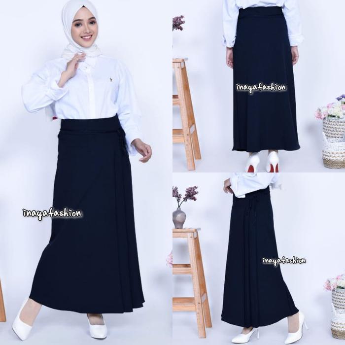 (Termurah) Rok Kerja Panjang Rempel Line A / Rok Plisket Hitam / Rok Panjang Hitam Kantor / Rok Wani