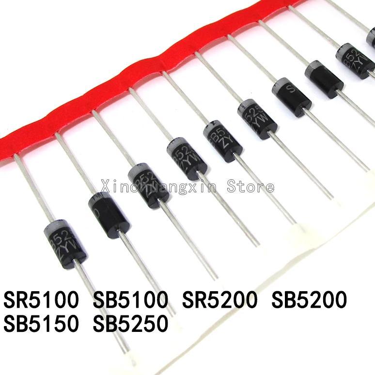 50PCS SR5100 SB5100 100V SB5150 150V SR5200 200V SB5200 SB5250 MBR5250 DO201AD MBR5H250SS 5A 250V Sc