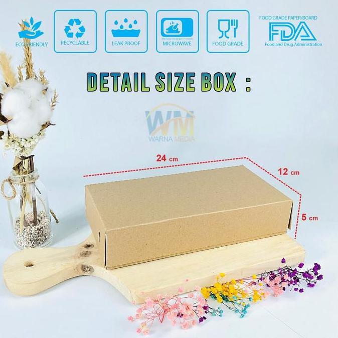 New- (Isi 50Pcs) Dus Bolen 24X10X5, Dus Bolen Pisang 24X12X5, Box Roti Cake, Food Grade Laminasi Dal