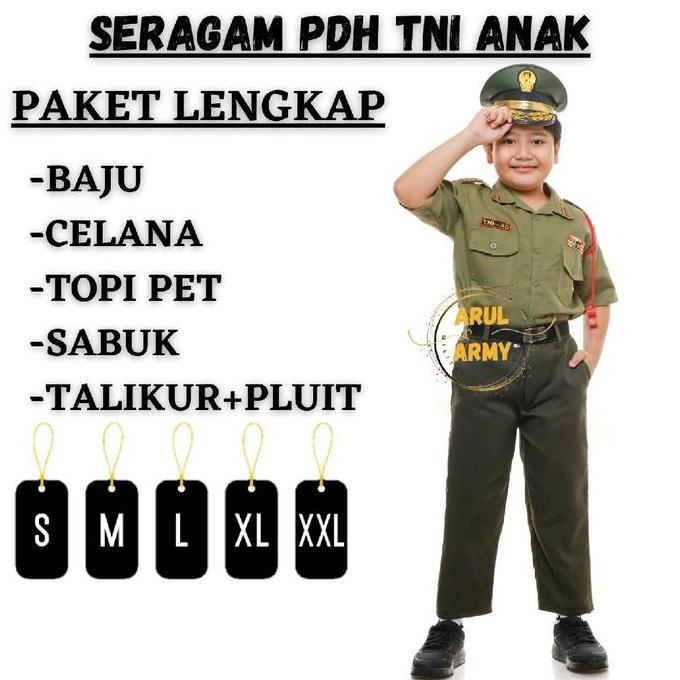 DISKON BAJU SERAGAM PDH TNI ANAK SERAGAM SEKOLAH TK PAUD PDH TNI AD  AU AL ANAK SETELAN TNI ANAK BAJ