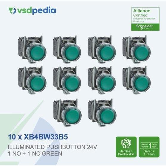 Grosir Illuminated Pushbutton Xb4Bw33B5 X 10