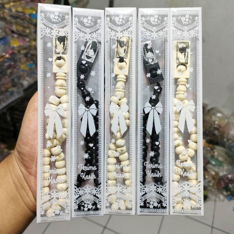 1 pack 50 pcs Souvenir Pernikahan Tasbih Kayu Mika Corak Souvenir Pernikahan Unik Souvenir Ultah sov