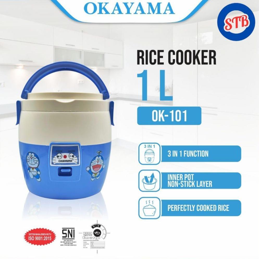 New Okayama Rice Cooker 1 Liter Ok-101 Magic Com Mini / Portable / Travel Version / Anti Lengket
