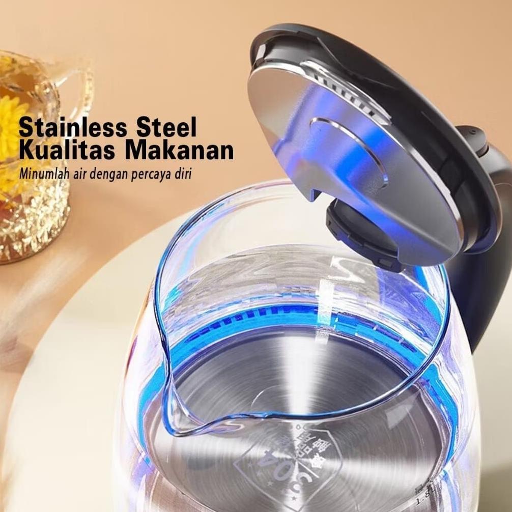 cuci gudang teko listrik kaca sq-604 2 liter 500 w stainless steel pemanas air electric termos peman