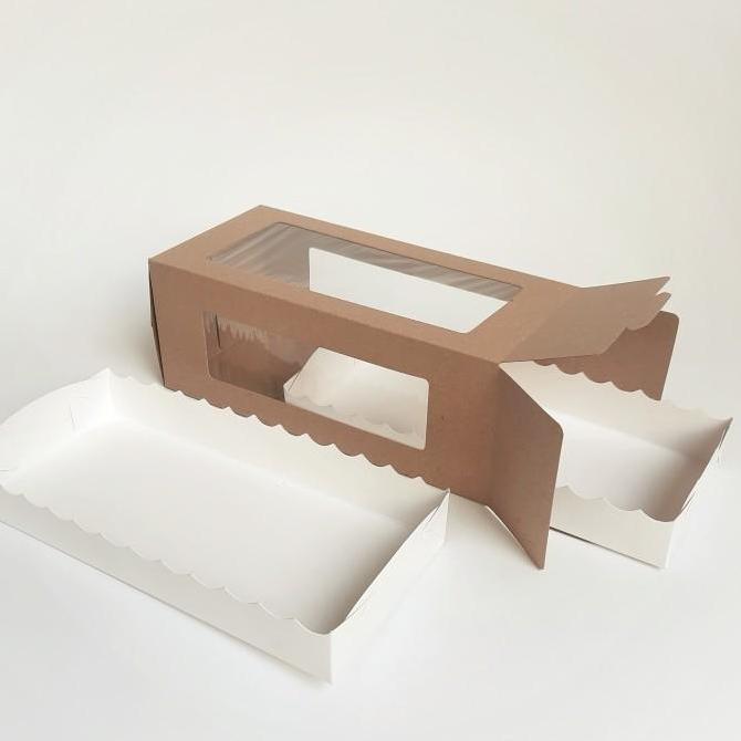 Bestone- Dus kue box kue kotak kue bolu gulung box roll cake ukuran 22x12x10cm