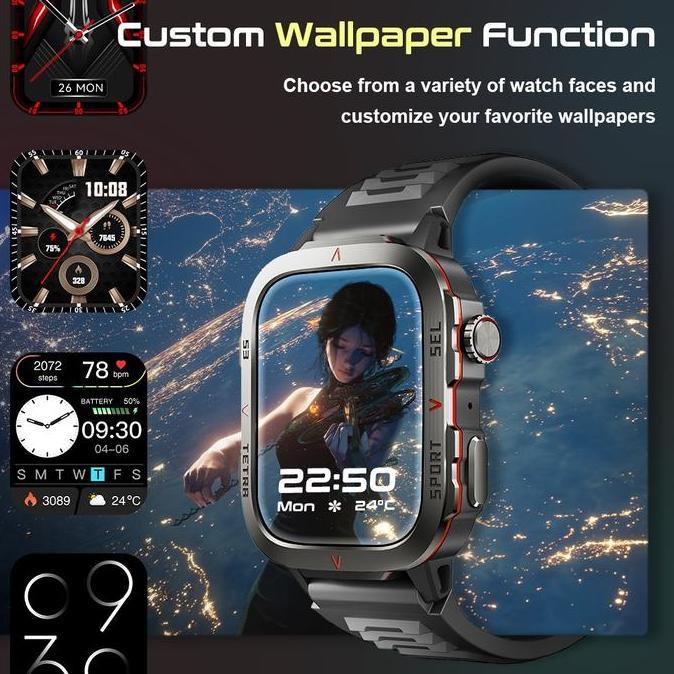 Aolon Tetra S3 Smartwatch Asli Eksklusif Aolon Wallpaper Baterai 420Mah Panggilan Bluetooth Jam Tang