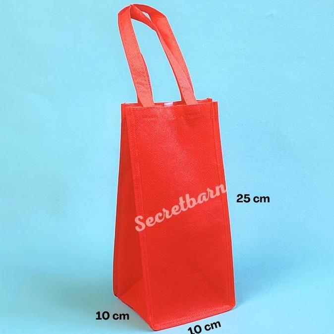BIG SALE ( 12 BIJI ) TAS SPUNBOND BOTOL  / GOODIE BAG TUMBLER / TAS SOUVENIR GELAS / TAS BOTOL WINE 