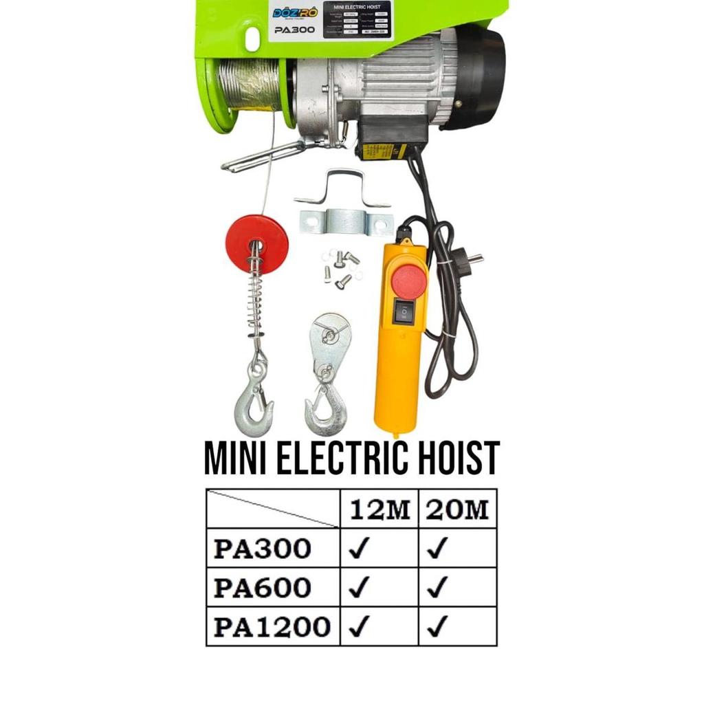 Electric Hoist 600 KG Katrol Listrik PA600 Katrol Elekrik Electric Wire Rope Hoist 600KG