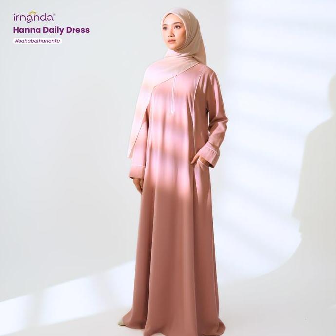 Irnanda Hanna Dress Gamis Polos Wanita Simple Kantong Wudhu Busui Friendly