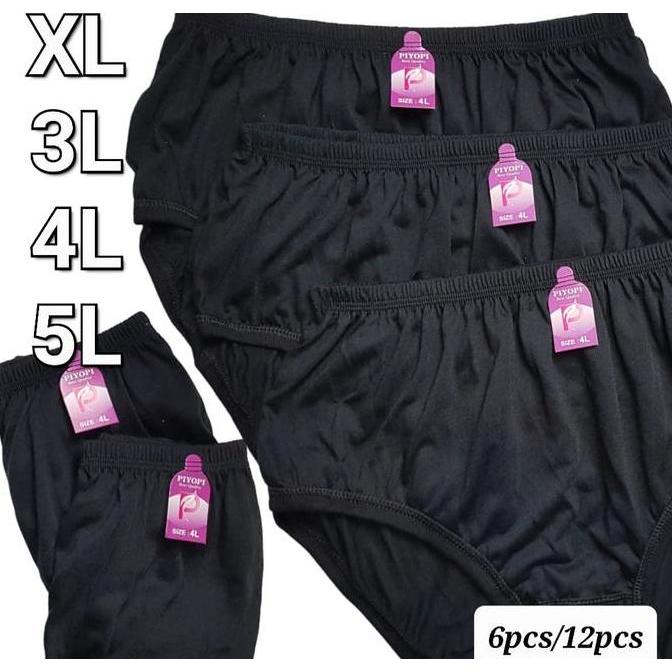 Promo 12pcs Celana Dalam Hitam Jumbo CD Wanita Hitam JUMBO Lusinan Big Size Diskon