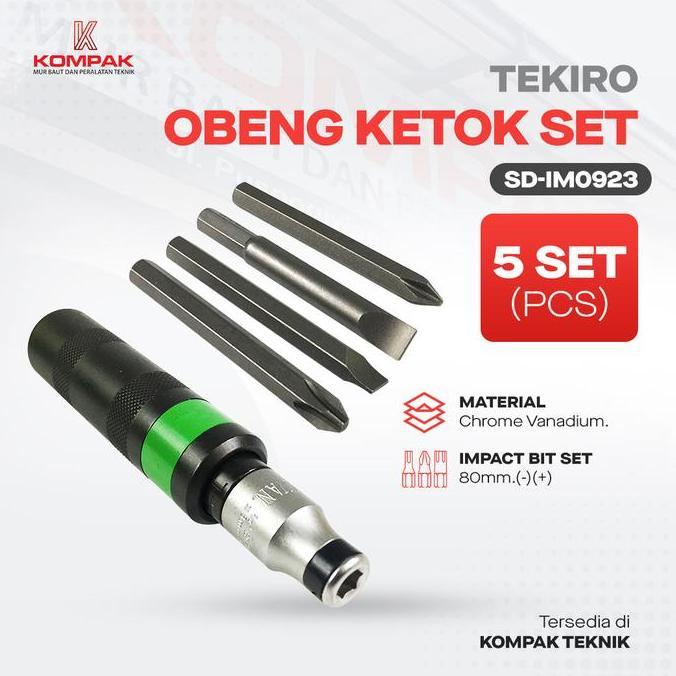 TERMURAH - OBENG KETOK 5PCS TEKIRO IMPACT DRIVER DREI GEDOK OBENG GEDOK