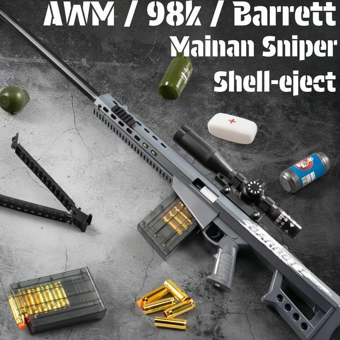 MAINAN SNIPER MAINAN TEMBAKAN AMAN BARRETT AWM 98K SENJATA MAINAN AMAN MAINAN LUAR ANAK-ANAK KODE 10