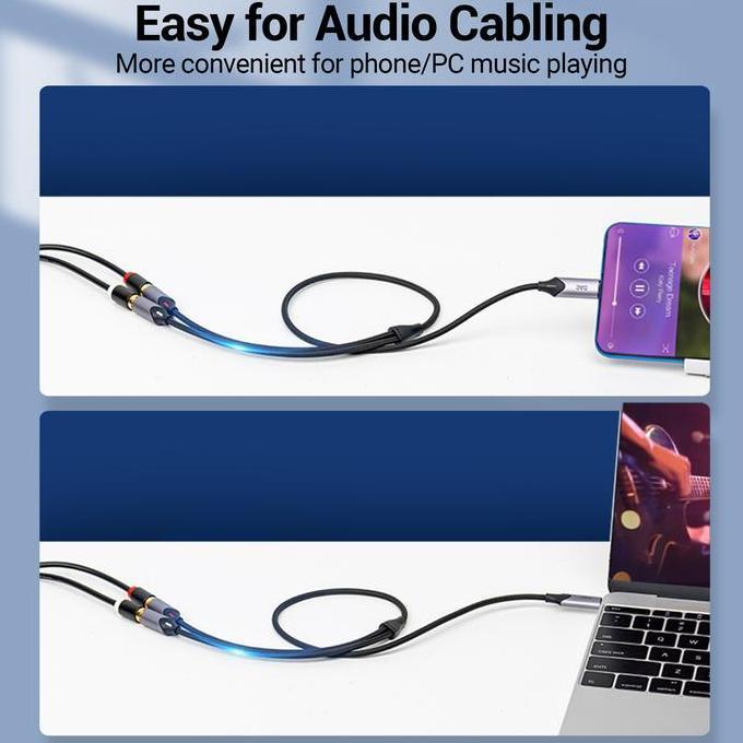 Vention Kabel Usb Type C to 2 RCA Female Audio Stereo
