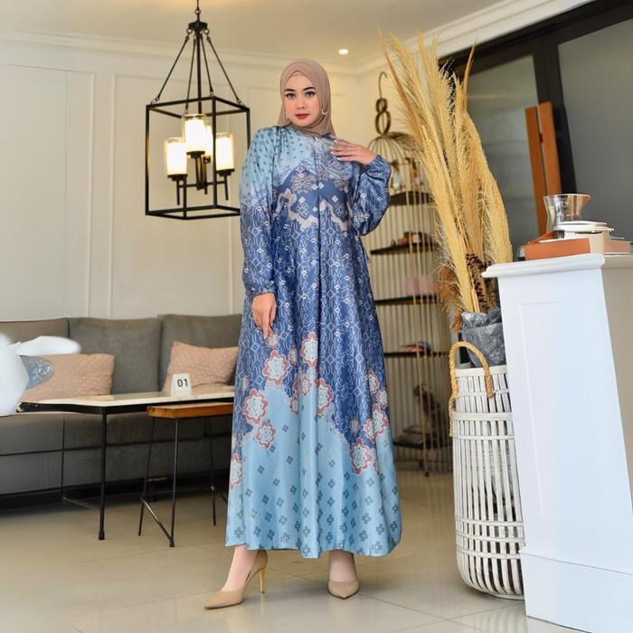 (Termurah) Gamis Berlinn Bahan Silk Premium Motif Bunga Premium Fashion Muslim Kekinian Murah Bisa J