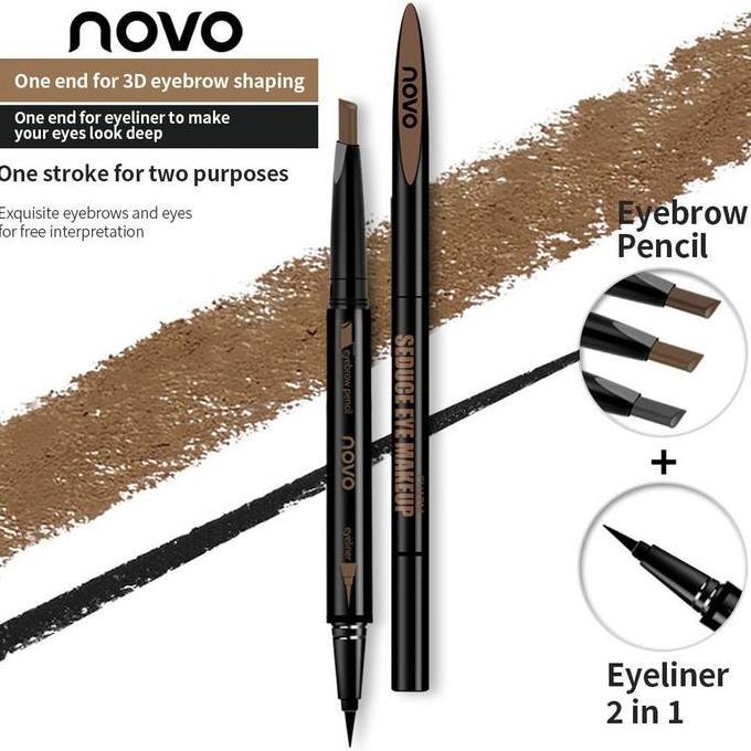 NOVO 2-in-1 Double Head Eyebrow Pencil and Eyeliner Pigmented Long-Lasting Waterproof Eye Make Up