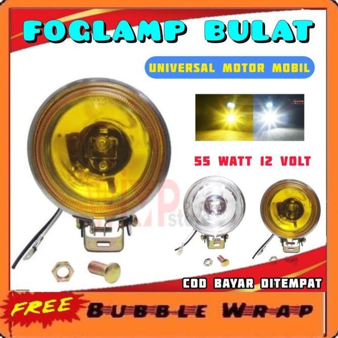 Promo lampu tembak kabut sorot Halogen Bulat Mika Kuning universal u/ motor Diskon