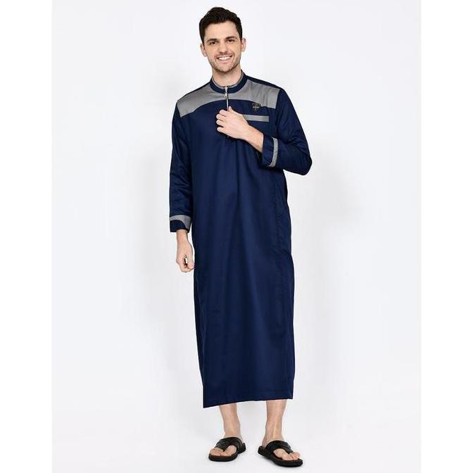 Jubah Gamis Pria Saudi Pakistan Kombinasi Dewasa Lengan Panjang Reseleting Katun Toyobo gamis  pria 