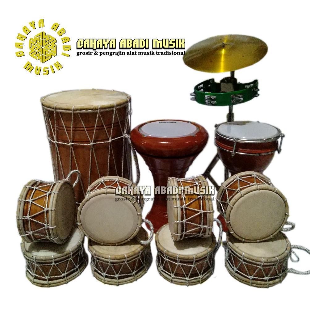 Marawis 1 Set  Lengkap Komplit 12 Alat + 6 Pcs Tas Polos Batik Ukir