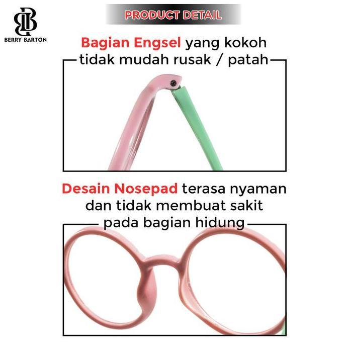 SIAPKIRIM Kacamata Anak Lensa Anti Radiasi Blueray Fr Lentur Berrybarton 8806 READY STOCK