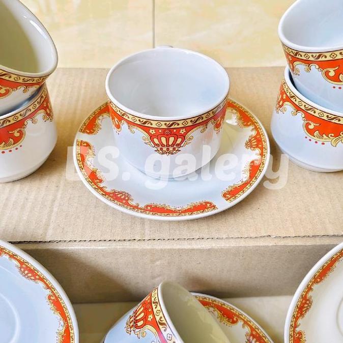 Cangkir Set Lilia 1Set (Isi 6 Cangkir+Tatakan)-Cangkir Set Keramik Murah-Gelas-Cangkir Set Kopi/Teh-