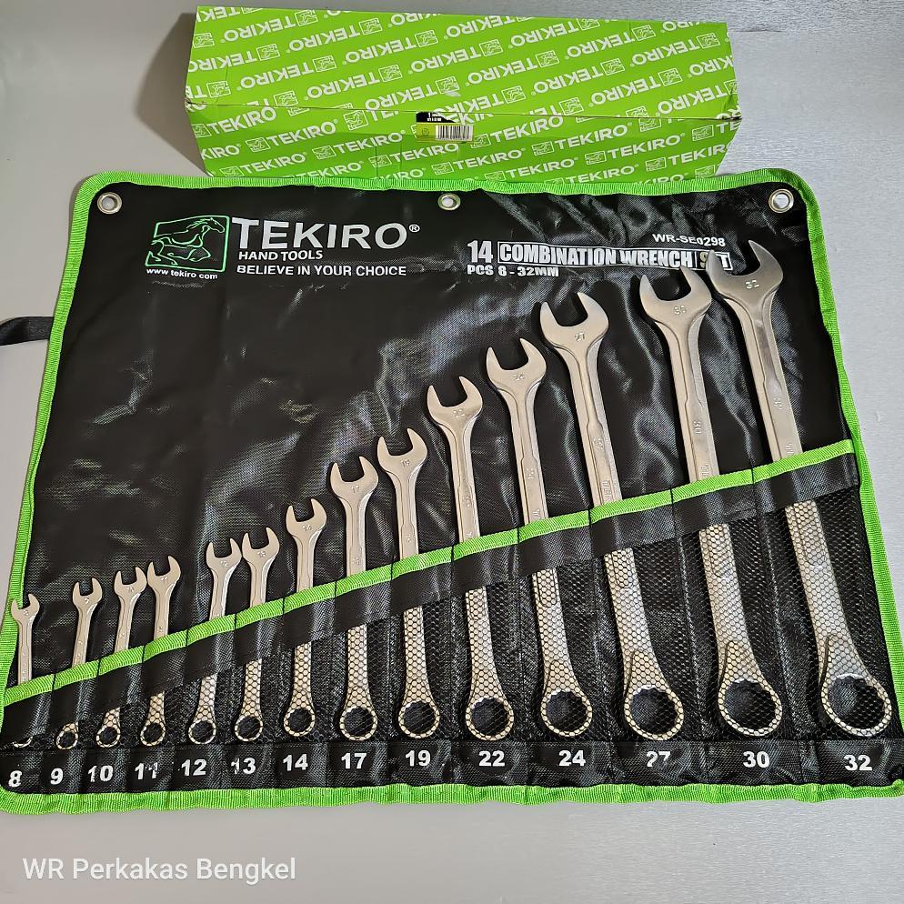 TEKIRO Kunci Ring Pas 14 pcs 8-32 mm - Kunci Ring Pas 1 Set Lengkap Tekiro Original