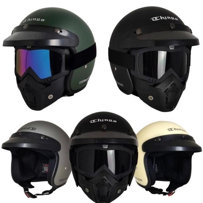 Helm Bogo Retro Full Face Google Mask Paket Ganteng Helm Bogo