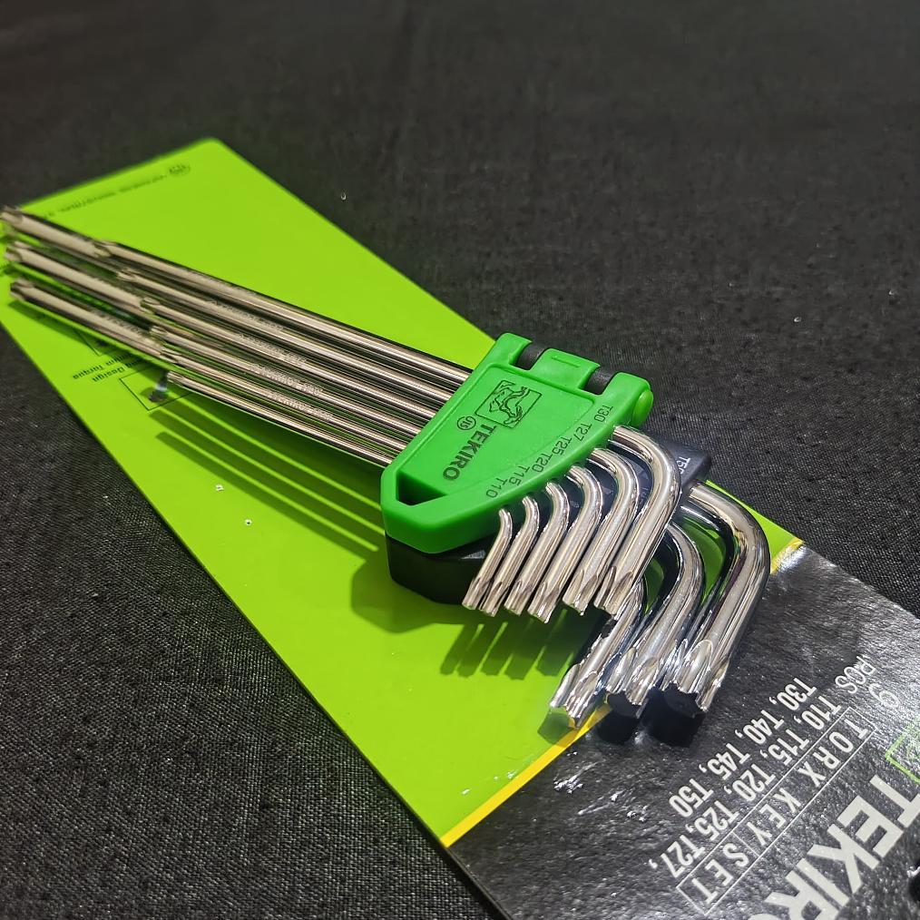 Kunci L bintang tekiro set 9 pcs non tamper T10-T50 / kunci L bunga