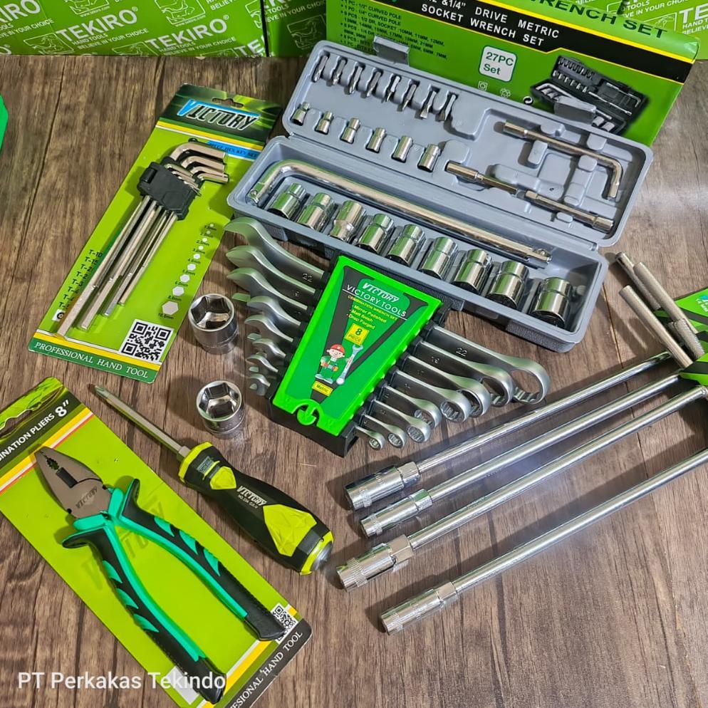 Paket Full Set Kunci Shock Set 27 Pcs + Mata Sock 22 - 24 mm +  Ring Pas Set 8 Pcs + Kunci T Set 4pc