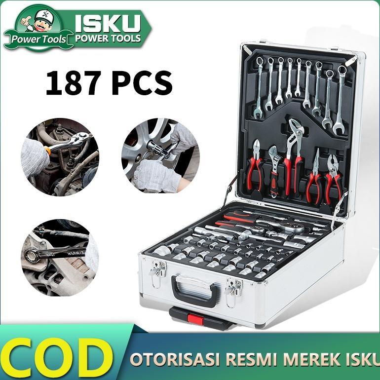ISKU Toolkit Set lengkap 187 82pcs/kunci shock fullset/Tool box Perkakas Bengkel motor komplit/kunci