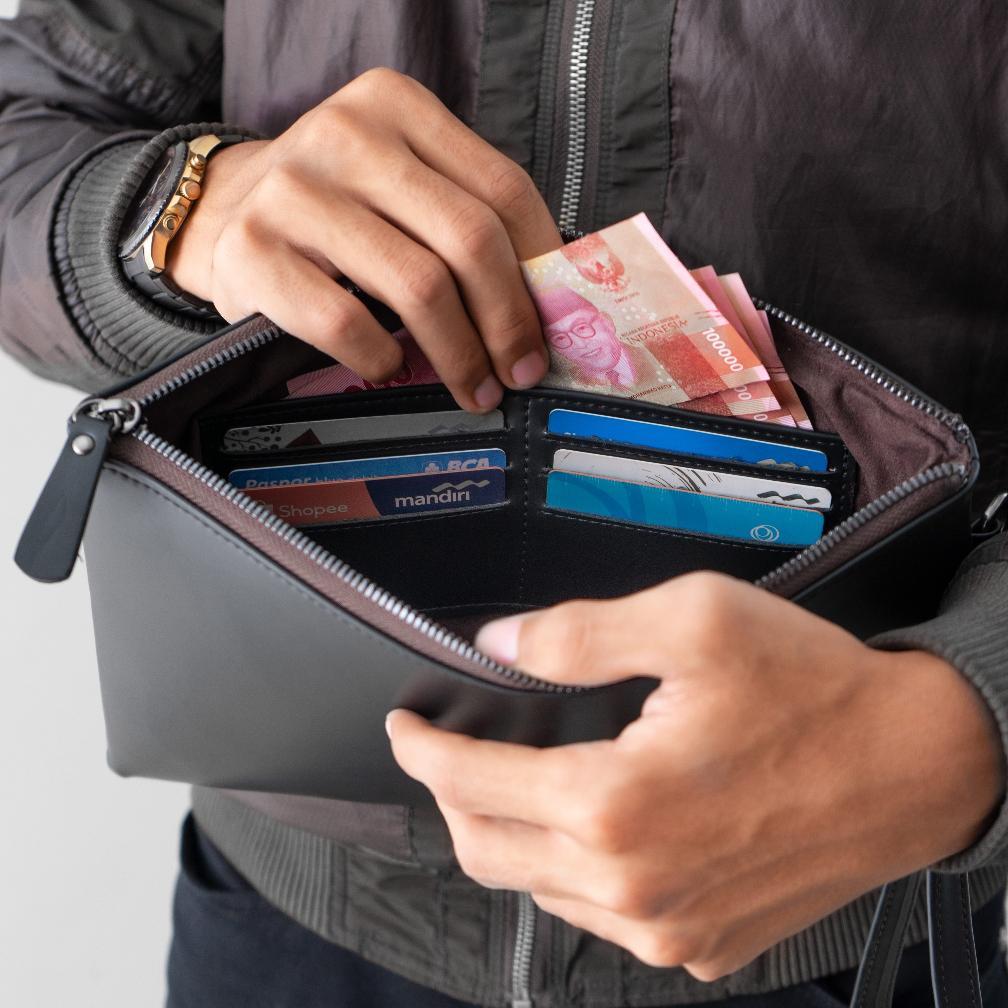 NEW PROMO Handbag Pria Kulit Clutch Bag Model Slim Multifungsi Anti Air Tas Tangan Cowok Kekinian Mu