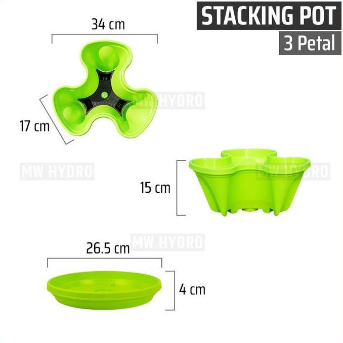 TATAKAN POT BUNGA SUSUN TINGKAT, STACKING FLOWER POT BASE, 3 PETAL